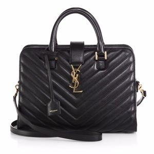 Saint Laurent Small Matelasse Chevron Monogram Cab